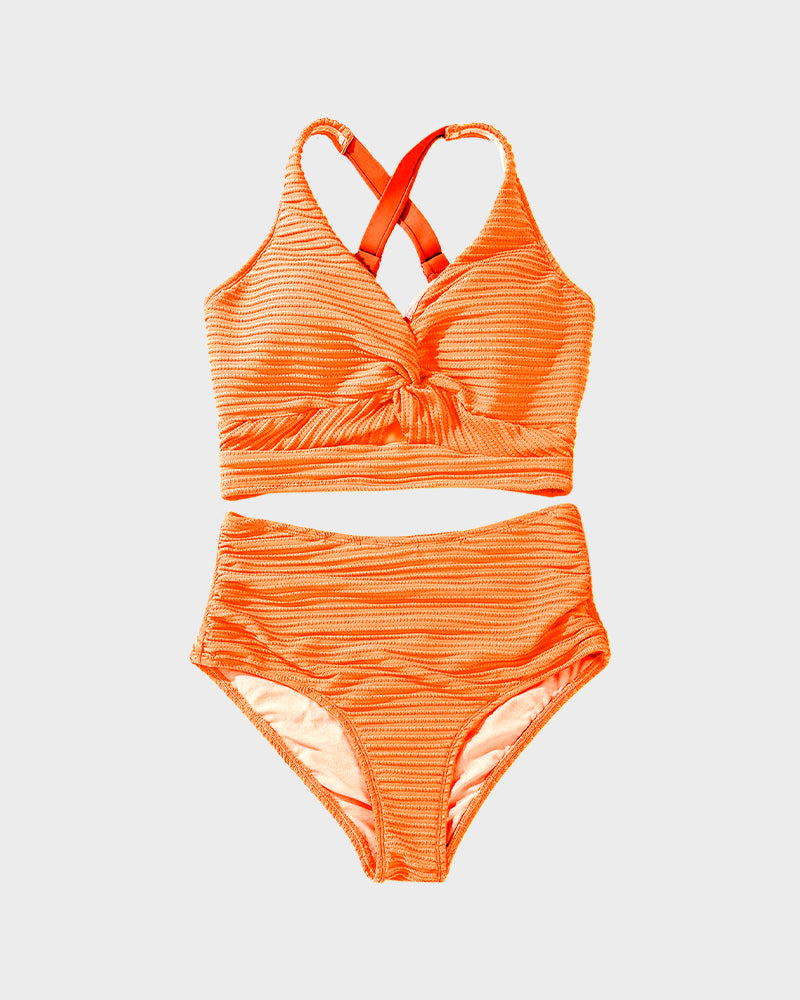 👙👙2025 Ny modell ~60% RABATT 👙Bikineset med hög midja och texturerad knut framtill