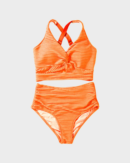 👙👙2025 Ny modell ~60% RABATT 👙Bikineset med hög midja och texturerad knut framtill