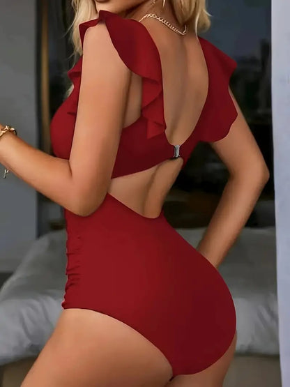🎁SISTA DAGENS REA - 49% RABATT👗Sexig volangbaddräkt