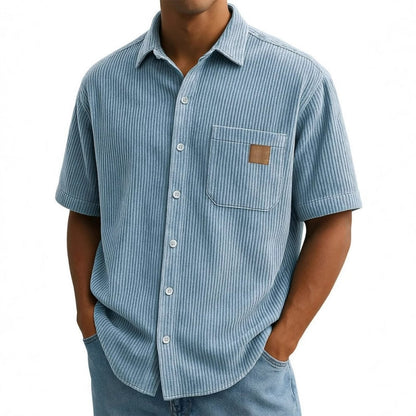 👔STORLEK: M-4XL🌟️Herrskjortor med vintage-mönster och slag, kortärmade