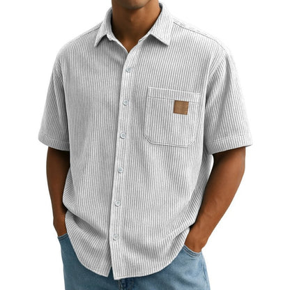 👔STORLEK: M-4XL🌟️Herrskjortor med vintage-mönster och slag, kortärmade