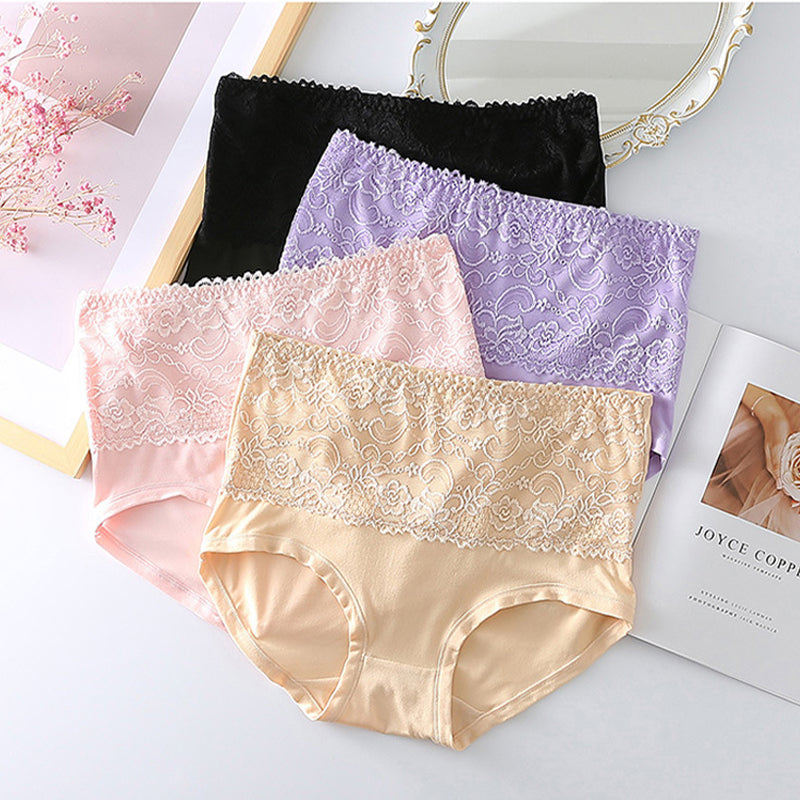 🤩Köp 1 Få 2 gratis🤩-Plus storlek hög midja spets briefs för kvinnor