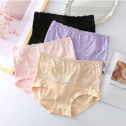 🤩Köp 1 Få 2 gratis🤩-Plus storlek hög midja spets briefs för kvinnor