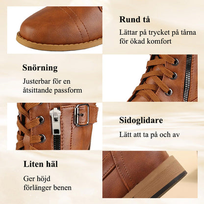 👢Fotvalvsstöd damstövlar med rund tå och sidodragkedja