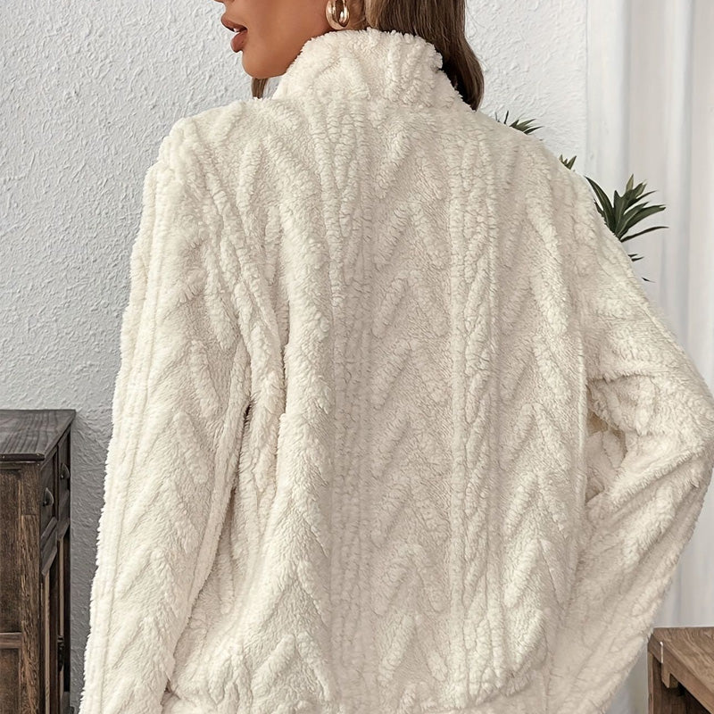 🔥Bär en supermjuk🔥Tröja med halv dragkedja och plyschfickor