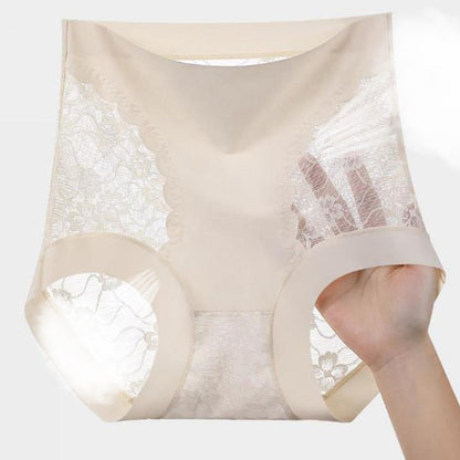 Kvinnors högmidjade spets stretchiga silkesunderkläder