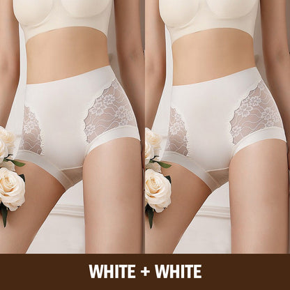 Kvinnors högmidjade spets stretchiga silkesunderkläder