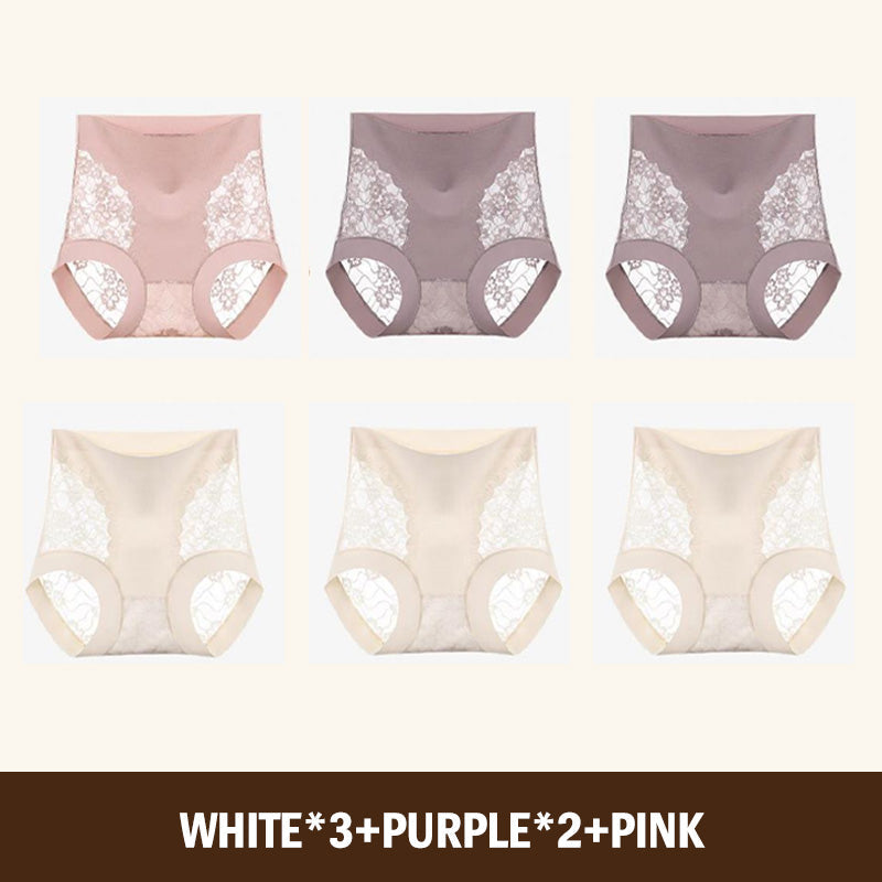 Kvinnors högmidjade spets stretchiga silkesunderkläder