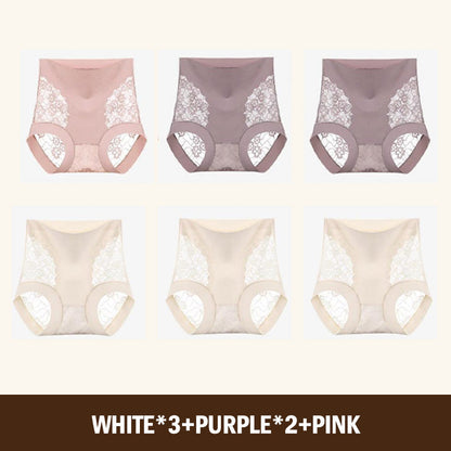 Kvinnors högmidjade spets stretchiga silkesunderkläder