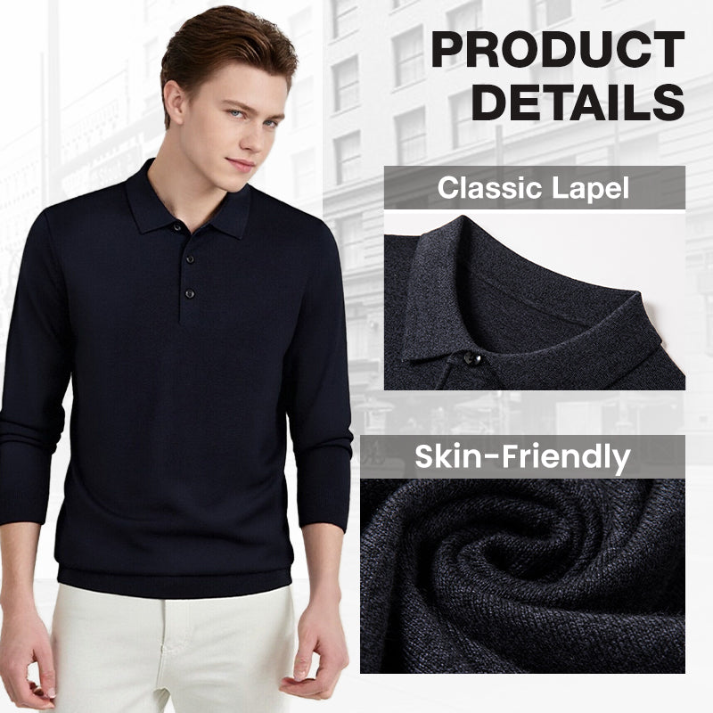 Klassisk enfärgad stickad tröja för herr