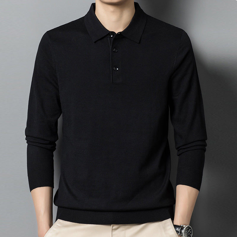 Klassisk enfärgad stickad tröja för herr