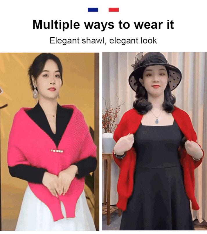 Idealisk gåva - Stickad mjuk sjal halsduk kofta för kvinnor