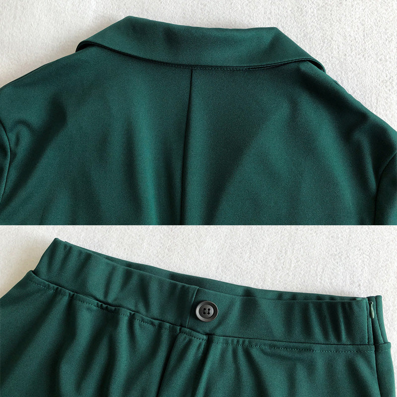 🔥 SISTA DAGENS ERBJUDANDE – 50 % RABATT 🔥 Damkostym i enfärgat tyg, 2-delat set med kavaj och byxor