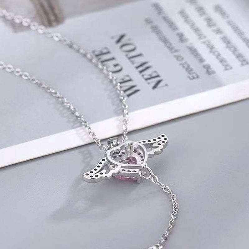 🎁Presentidéer Hot Sale 56 % RABATT💗Rosa änglavingar halsband