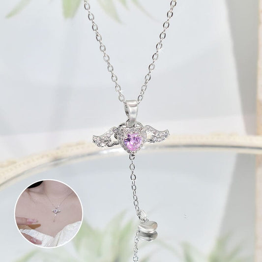 🎁Presentidéer Hot Sale 56 % RABATT💗Rosa änglavingar halsband