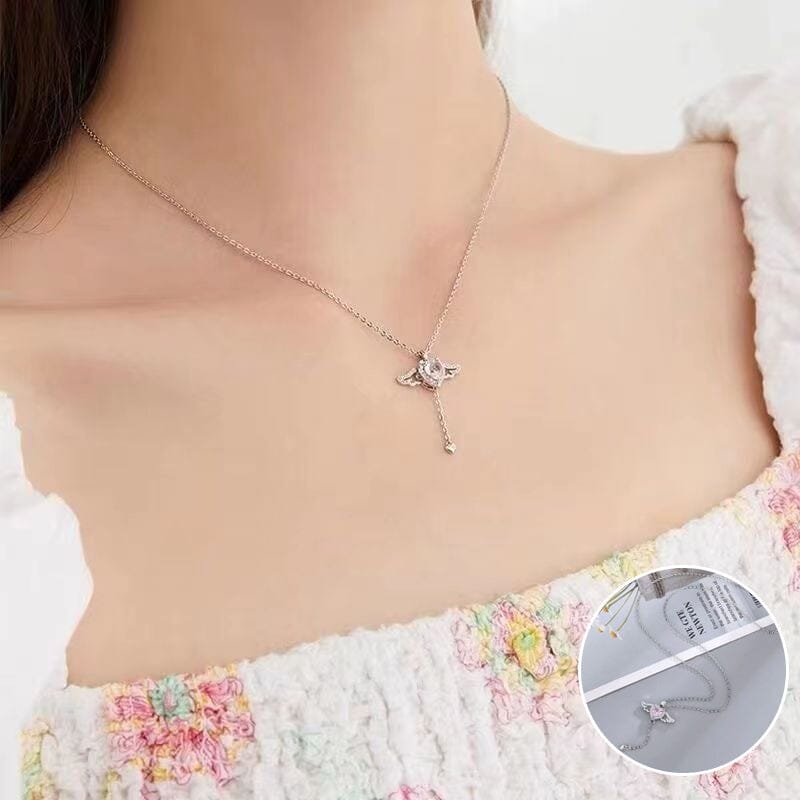 🎁Presentidéer Hot Sale 56 % RABATT💗Rosa änglavingar halsband