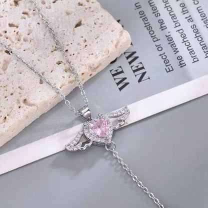 🎁Presentidéer Hot Sale 56 % RABATT💗Rosa änglavingar halsband