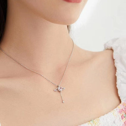 🎁Presentidéer Hot Sale 56 % RABATT💗Rosa änglavingar halsband