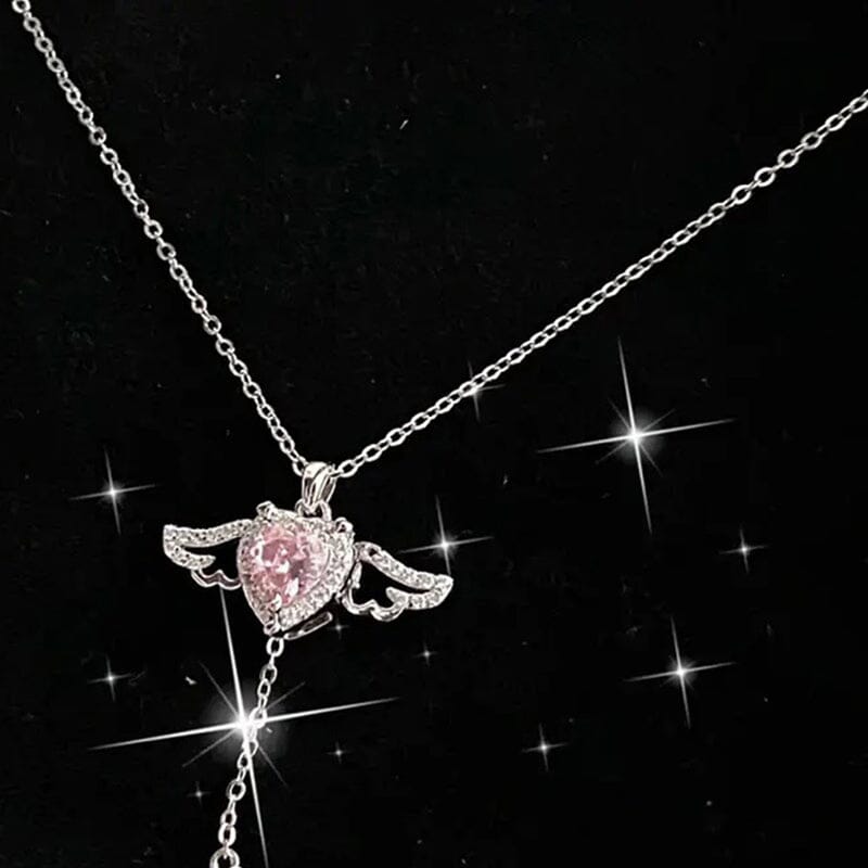 🎁Presentidéer Hot Sale 56 % RABATT💗Rosa änglavingar halsband