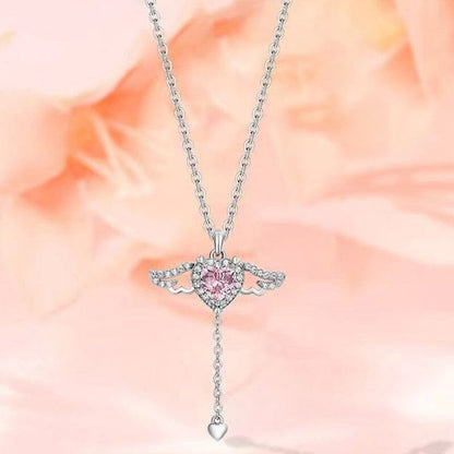 🎁Presentidéer Hot Sale 56 % RABATT💗Rosa änglavingar halsband