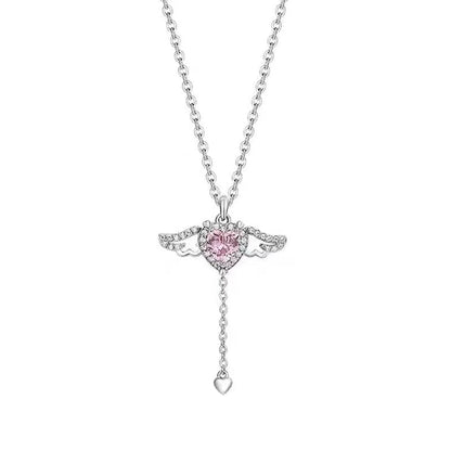 🎁Presentidéer Hot Sale 56 % RABATT💗Rosa änglavingar halsband