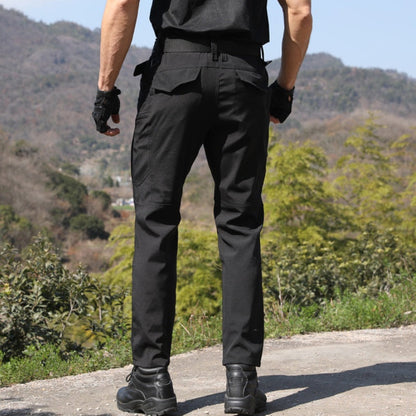 Enfärgade cargobyxor med smal passform för herr, för vår och höst