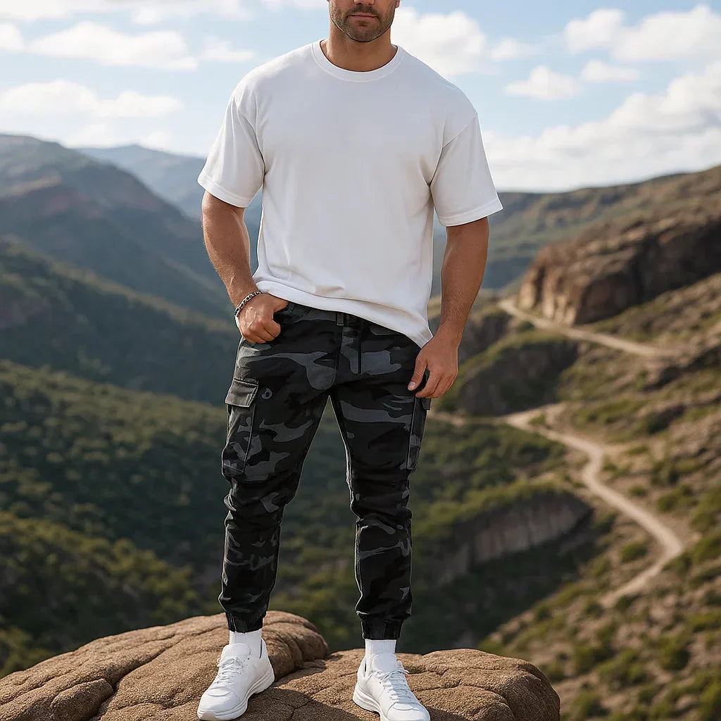 Högkvalitativa kamouflagebyxor för män