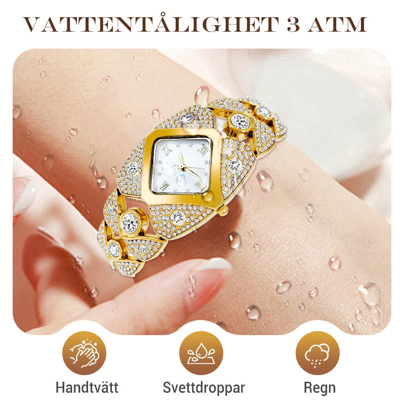 🔥Retro Kvartsklocka med Gnistrande Strass