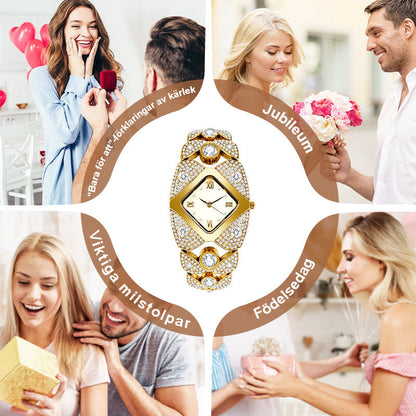 🔥Retro Kvartsklocka med Gnistrande Strass