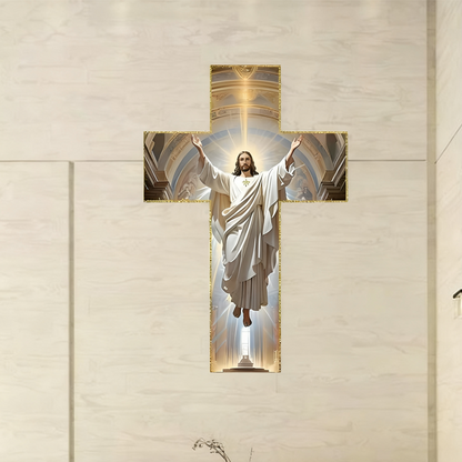 ✝️KÖP 3 FÅ 4!✨Retro Jesus Kristus Väggkors - Vintage Trädesign med Religiös Symbolik för Andligt Heminredning 🕊️🌟