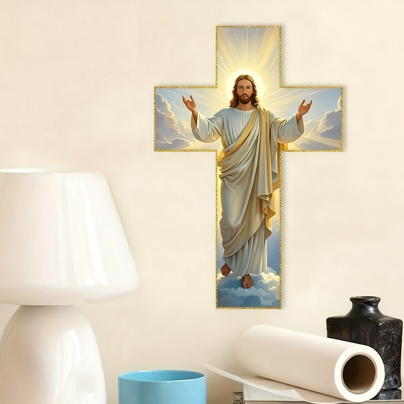 ✝️KÖP 3 FÅ 4!✨Retro Jesus Kristus Väggkors - Vintage Trädesign med Religiös Symbolik för Andligt Heminredning 🕊️🌟