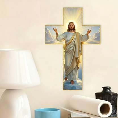 ✝️KÖP 3 FÅ 4!✨Retro Jesus Kristus Väggkors - Vintage Trädesign med Religiös Symbolik för Andligt Heminredning 🕊️🌟