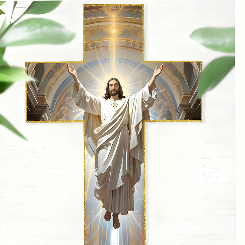 ✝️KÖP 3 FÅ 4!✨Retro Jesus Kristus Väggkors - Vintage Trädesign med Religiös Symbolik för Andligt Heminredning 🕊️🌟