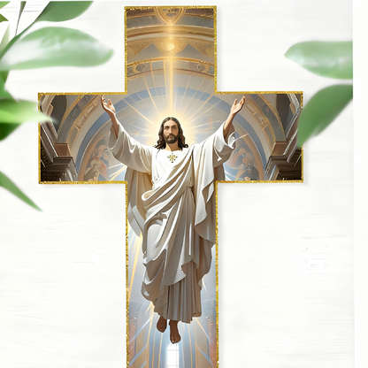 ✝️KÖP 3 FÅ 4!✨Retro Jesus Kristus Väggkors - Vintage Trädesign med Religiös Symbolik för Andligt Heminredning 🕊️🌟