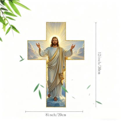 ✝️KÖP 3 FÅ 4!✨Retro Jesus Kristus Väggkors - Vintage Trädesign med Religiös Symbolik för Andligt Heminredning 🕊️🌟
