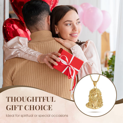 ✝️ Bästa Presenten ✨ Halsband med Jesus Huvud Medalj