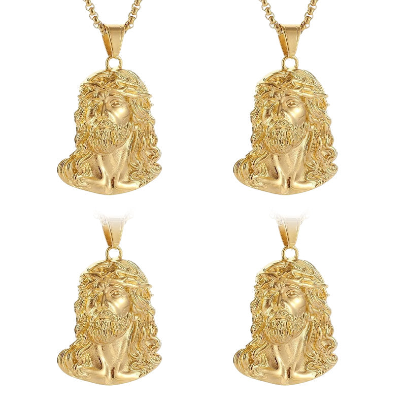 ✝️ Bästa Presenten ✨ Halsband med Jesus Huvud Medalj