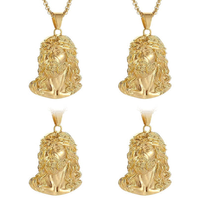 ✝️ Bästa Presenten ✨ Halsband med Jesus Huvud Medalj