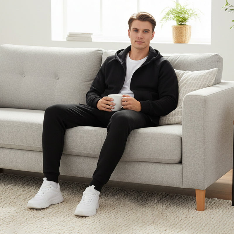 Huvtröja med dragkedja för herr