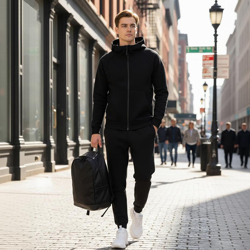 Huvtröja med dragkedja för herr