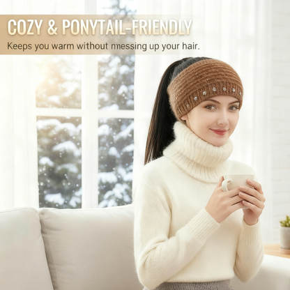 Stickat pannband för kvinnor med blommiga detaljer