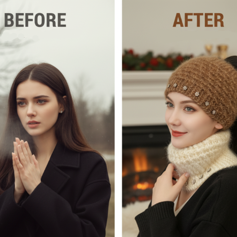 Stickat pannband för kvinnor med blommiga detaljer