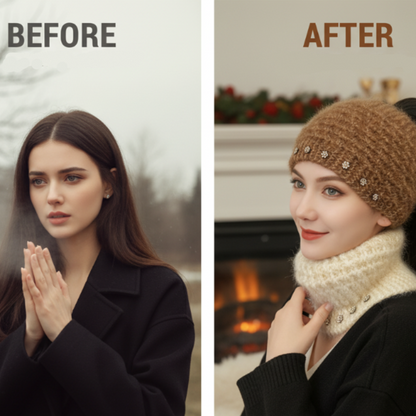 Stickat pannband för kvinnor med blommiga detaljer