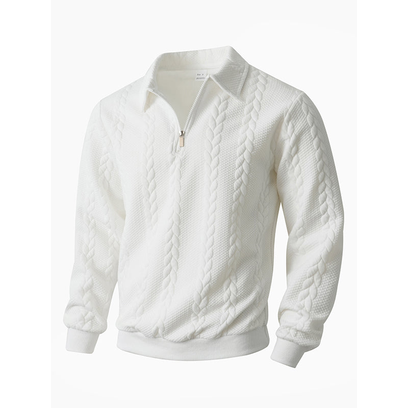🔥Nyheter-Herrtröja med halv dragkedja i kabelstickad stil🎁Köp 2 och få fri frakt