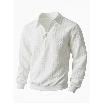 🔥Nyheter-Herrtröja med halv dragkedja i kabelstickad stil🎁Köp 2 och få fri frakt