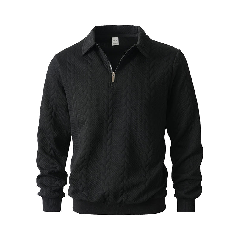 🔥Nyheter-Herrtröja med halv dragkedja i kabelstickad stil🎁Köp 2 och få fri frakt