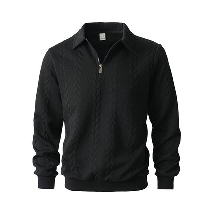 🔥Nyheter-Herrtröja med halv dragkedja i kabelstickad stil🎁Köp 2 och få fri frakt