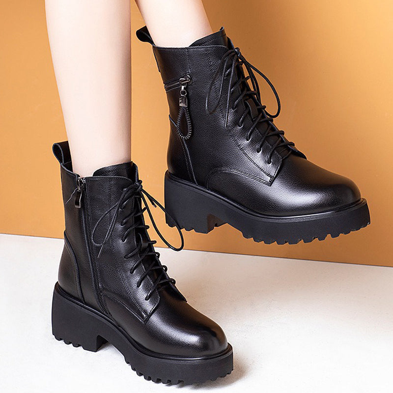 Vinterkängor för kvinnor med hög klack och varm päls