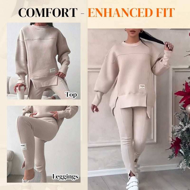 👚🧘‍♀️ Avslappnat Set med Sweatshirt och Leggings – Bekvämt, Trendigt & Perfekt för Träning eller Avkoppling 🏃‍♀️📦