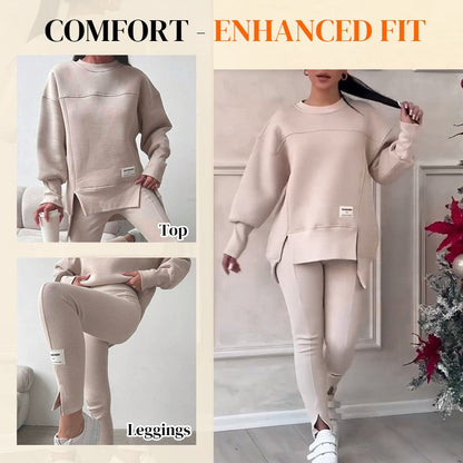 👚🧘‍♀️ Avslappnat Set med Sweatshirt och Leggings – Bekvämt, Trendigt & Perfekt för Träning eller Avkoppling 🏃‍♀️📦